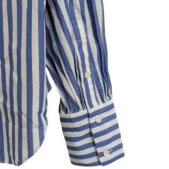 Alex Mill James Shirt in Bold Stripe - Blue/White Button-Up - Womens Size XL NWT - Picture 5 of 10